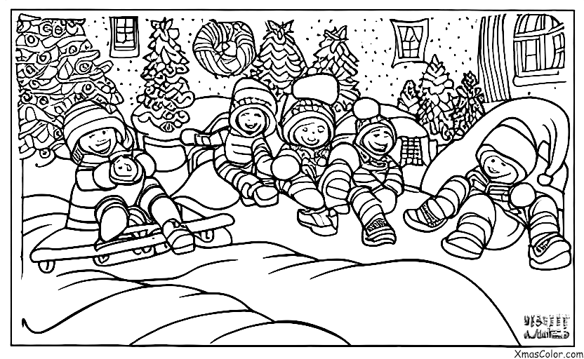 Navidad / Actividades navideñas al aire libre: Patinaje en una colina nevada