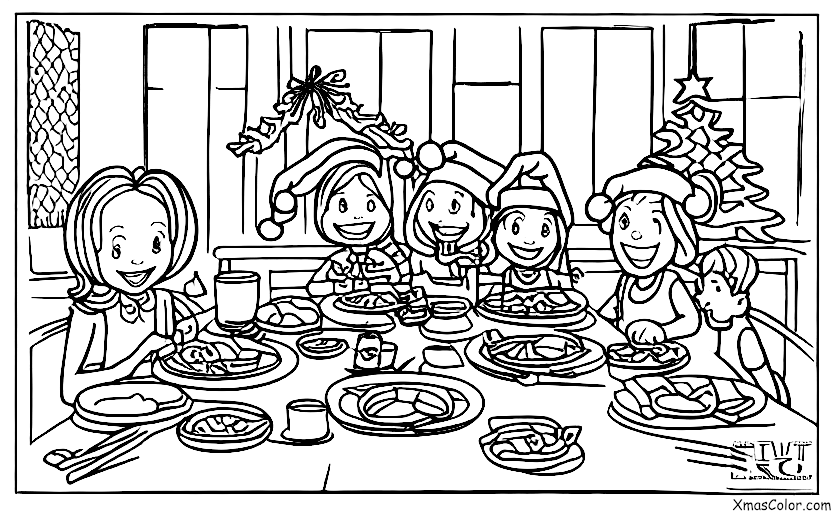 Navidad / Actividades navideñas en interiores: Comiendo la cena de Navidad