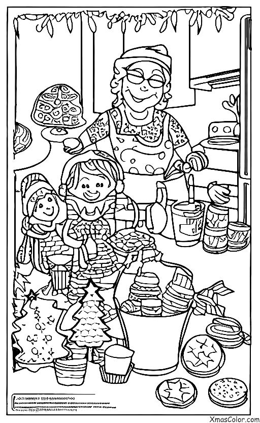 Navidad / Alegría: Una abuela haciendo galletas para sus nietos