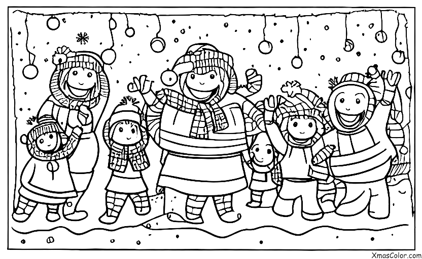 Navidad / Alegría: Una familia teniendo una batalla de bolas de nieve