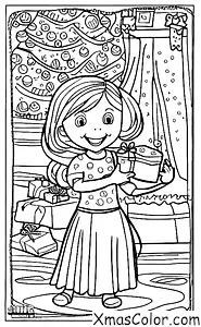 Navidad / Alegría: Una niña con un regalo