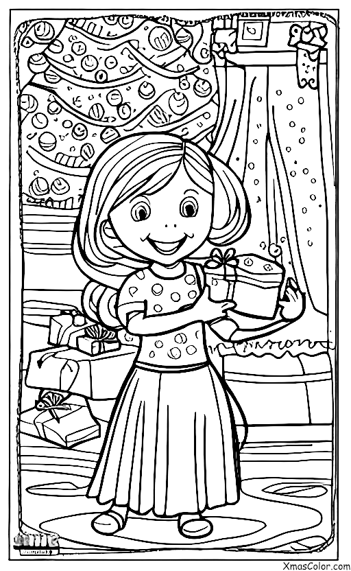 Navidad / Alegría: Una niña con un regalo