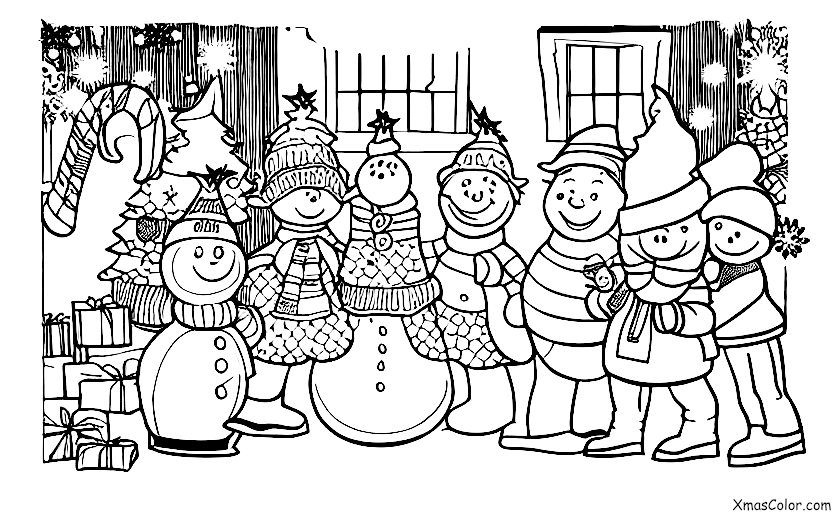 Navidad / Amigos de Huespedes del Hombre de Nieve: Frosty y sus amigos decorando un árbol de Navidad