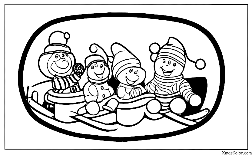 Navidad / Amigos de Huespedes del Hombre de Nieve: Frosty y sus amigos deslizándose por una colina