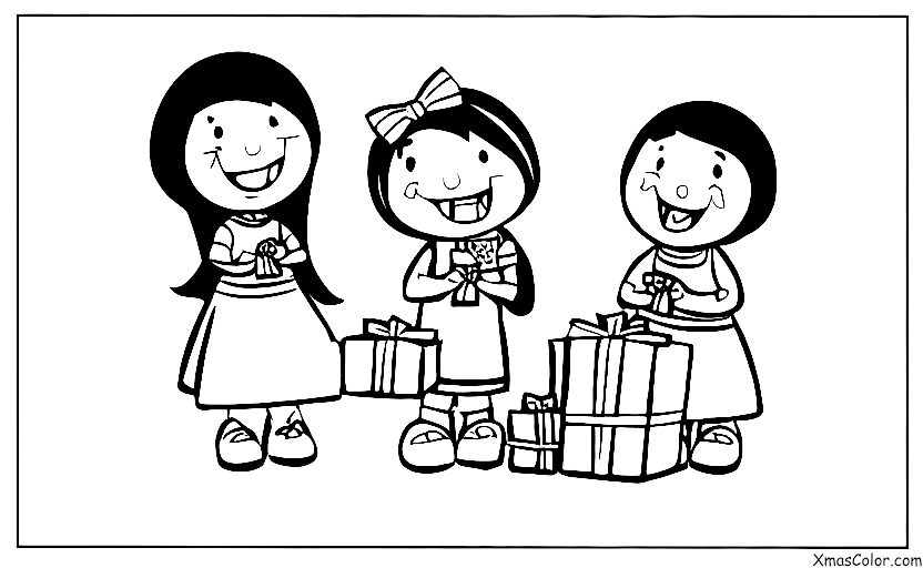 Navidad / Amigos: 2 amigos abriendo regalos