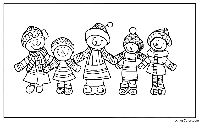 Navidad / Amigos: Amigos de Navidad jugando en la nieve