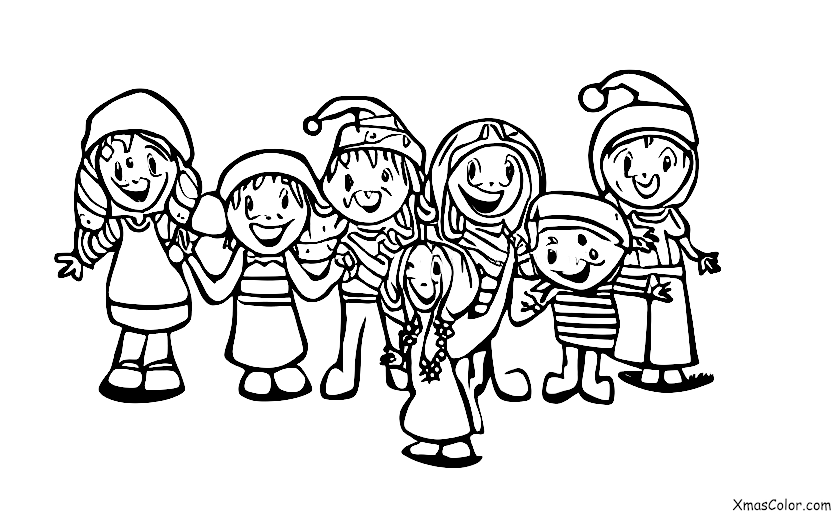 Navidad / Amor: Un grupo de amigos cantando villancicos juntos