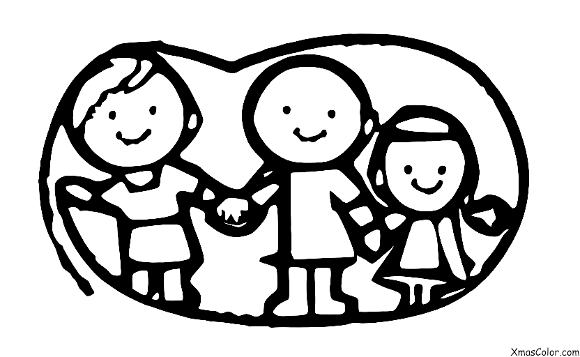 Navidad / Amor: Un niño y una niña de la mano