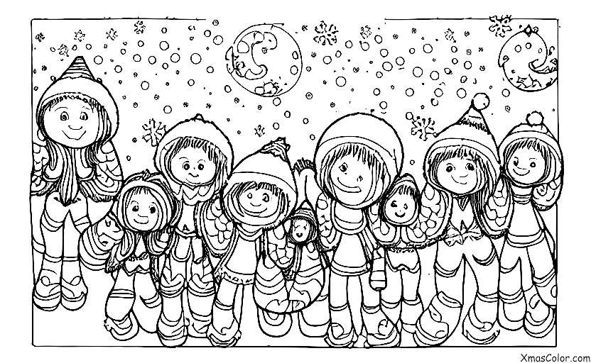 Navidad / Ángeles de la Nieve: Un grupo de ángeles de nieve