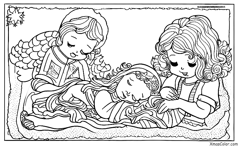 Navidad / Ángeles de Navidad: Un ángel que vela por un niño durmiente