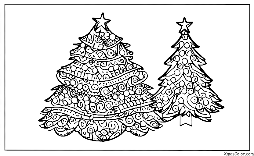 Navidad / Árboles de Navidad: Árbol de Navidad decorado con diferentes tipos de adornos
