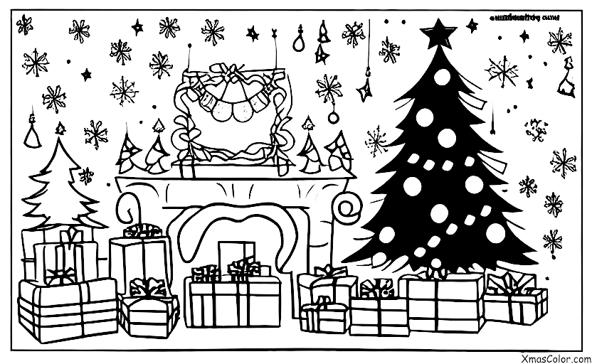 Navidad / Árboles de Navidad: Árboles de Navidad con regalos debajo de ellos