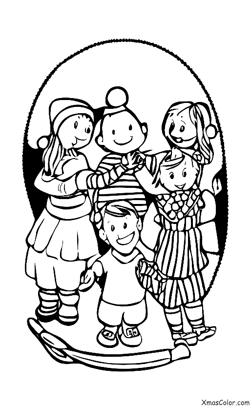 Navidad / Árboles de Navidad: Los niños están jugando alrededor del árbol de Navidad