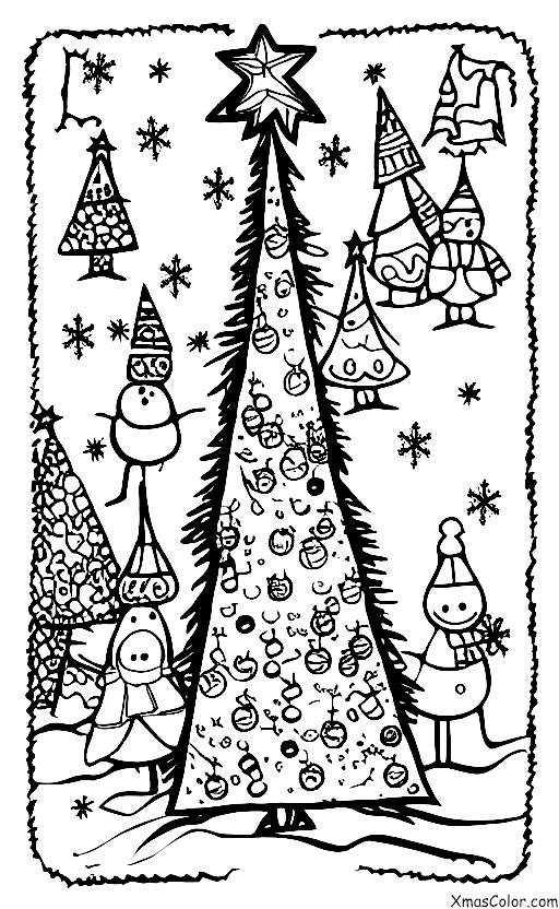 Navidad / Árboles de Navidad: Un árbol de Navidad al aire libre en la nieve