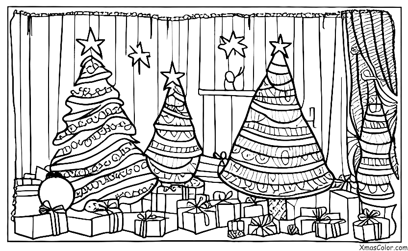 Navidad / Árboles de Navidad: Un árbol de Navidad pequeño en un dormitorio de niño