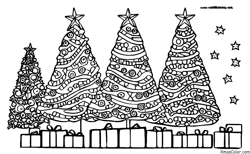 Navidad / Árboles de Navidad: Un gran árbol de Navidad con regalos debajo de él