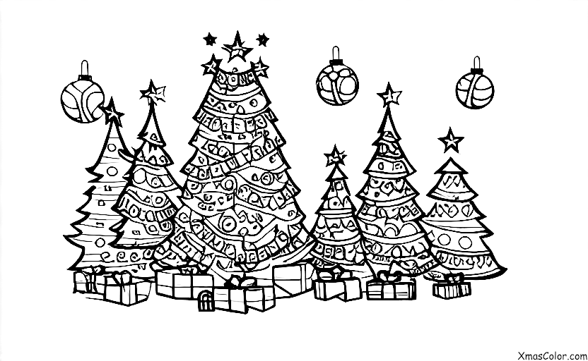 Navidad / Árboles de Navidad: Un gran árbol de Navidad en la plaza del pueblo
