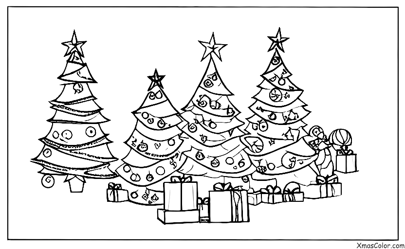 Navidad / Árboles de Navidad: Un gran árbol de Navidad en medio del salón