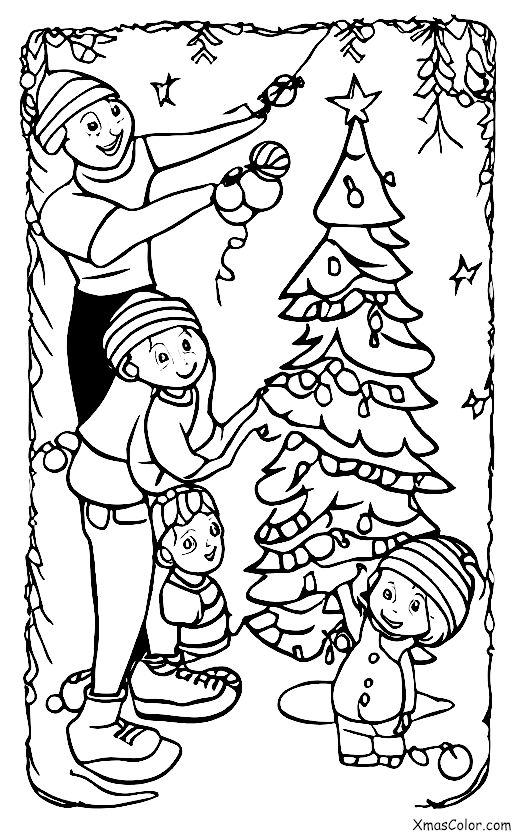 Navidad / Bailarín: Una familia decorando su árbol de Navidad