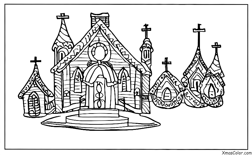Navidad / Blanco navideño: Escena de Navidad blanca con una iglesia
