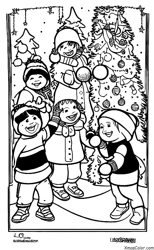 Navidad / Blanco navideño: Escena de Navidad blanca con una pelea de bolas de nieve