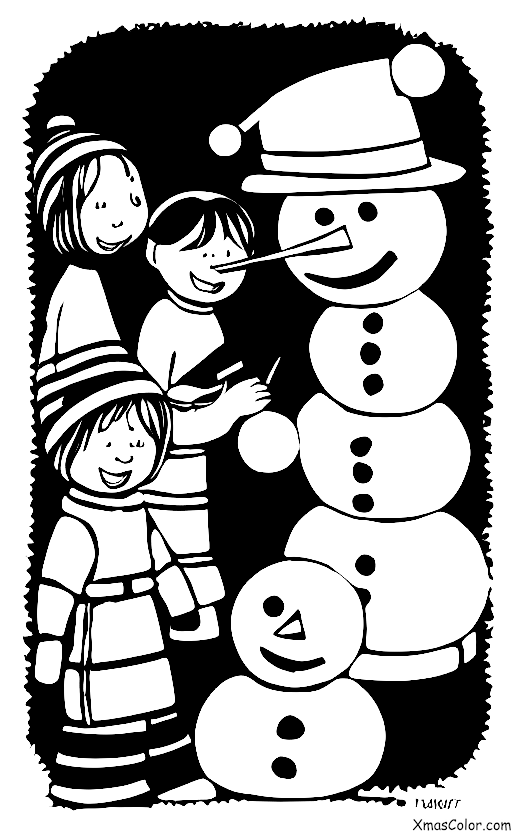 Navidad / Blanco navideño: Una familia haciendo un muñeco de nieve