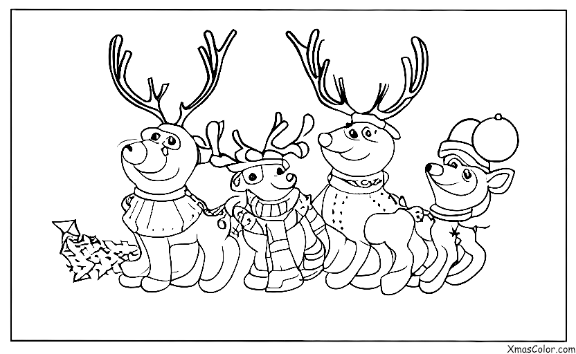 Navidad / Blitzen: Blitzen y los otros renos jugando en la nieve