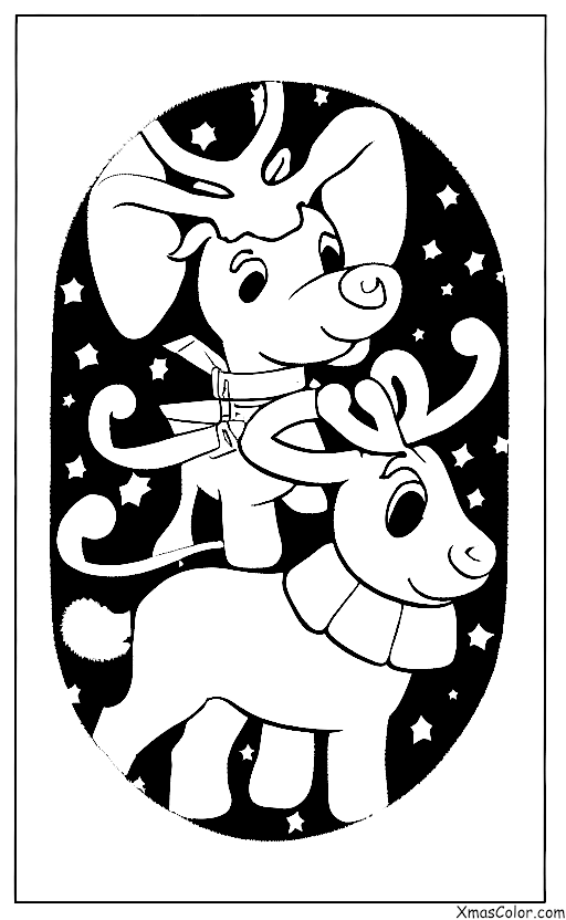 Navidad / Blitzen: Blitzen y los otros renos preparándose para la víspera de Navidad