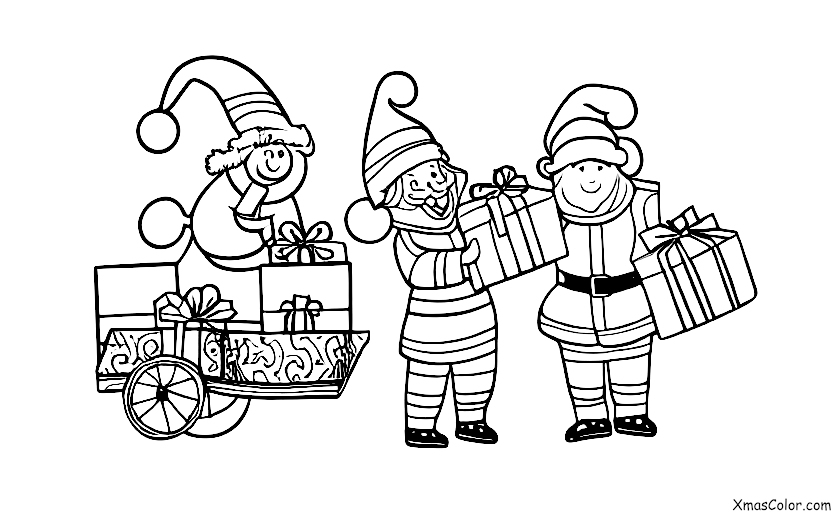 Navidad / Blitzen: Blitzen y Papá Noel repartiendo regalos en la víspera de Navidad