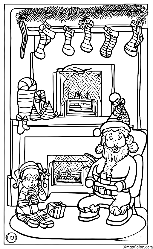 Navidad / Blitzen: Blitzen y Santa descansando junto a la chimenea