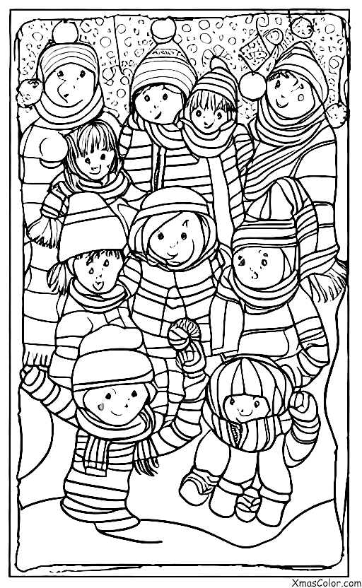 Navidad / Bolas de nieve: Un grupo de amigos teniendo una batalla de bolas de nieve