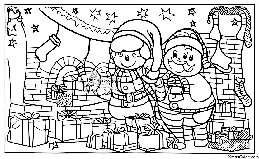 Navidad / Calcetines de Navidad: Calcetín de Navidad con un Santa