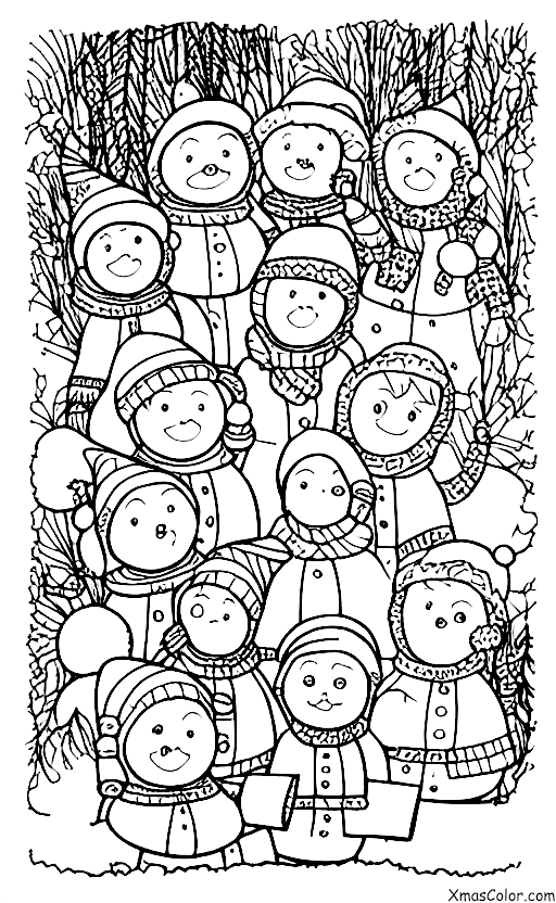 Navidad / Canto de Navidad: Cantores de Navidad en un bosque nevado