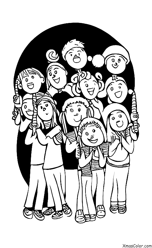 Navidad / Canto de Navidad: Un grupo de adolescentes cantando villancicos