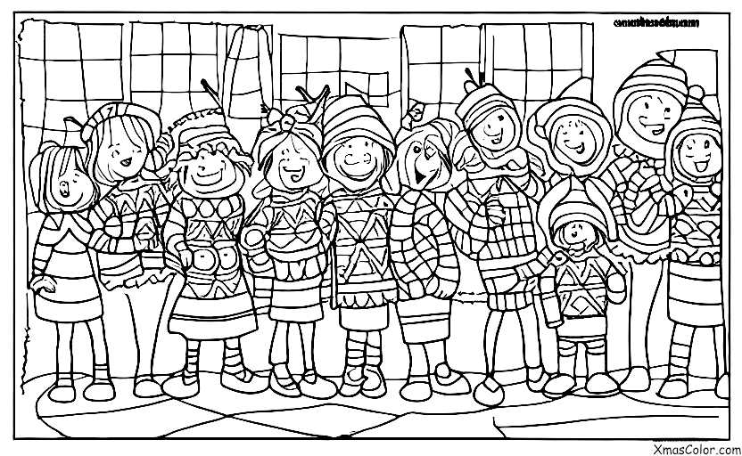 Navidad / Canto de Navidad: Un grupo de adultos cantando villancicos