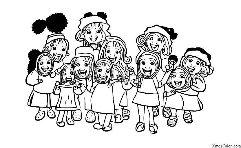 Navidad / Canto de Navidad: Un grupo de niños cantando villancicos