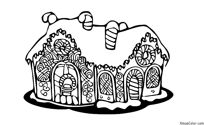 Navidad / Casas de jengibre de Navidad: Una casita de jengibre con una corona de adviento