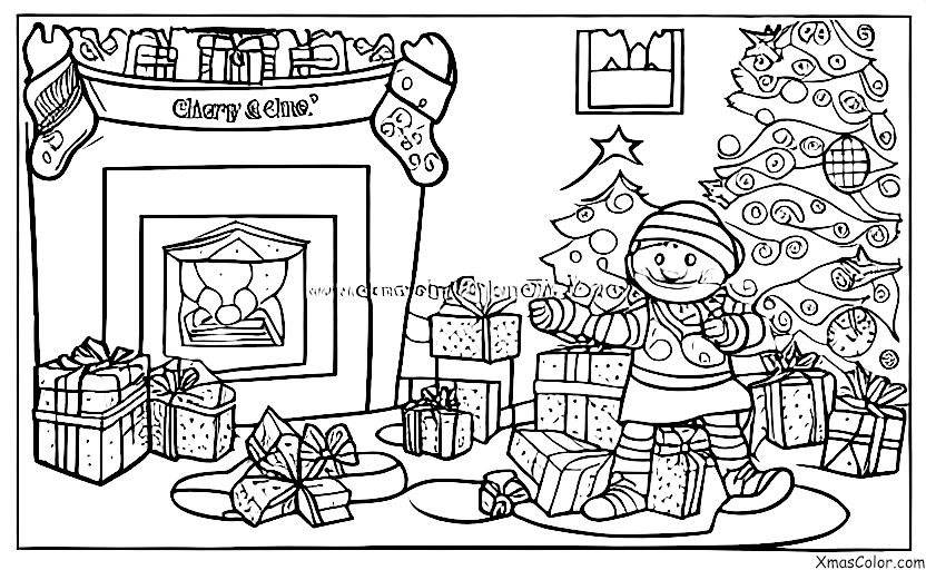 Navidad / Chimeneas: Santa bajando por la chimenea