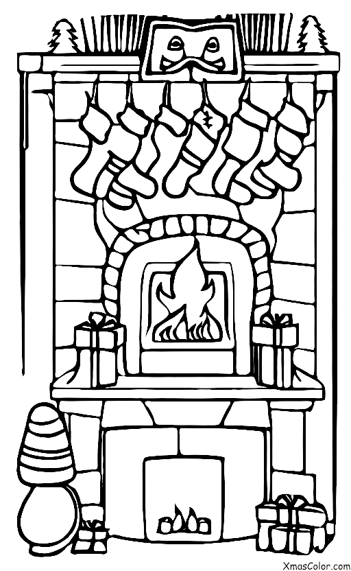 Navidad / Chimeneas: Una chimenea con un fuego ardiente