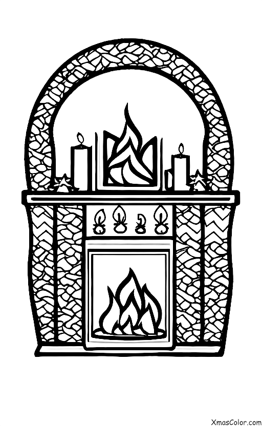 Navidad / Chimeneas: Una chimenea con velas encendidas