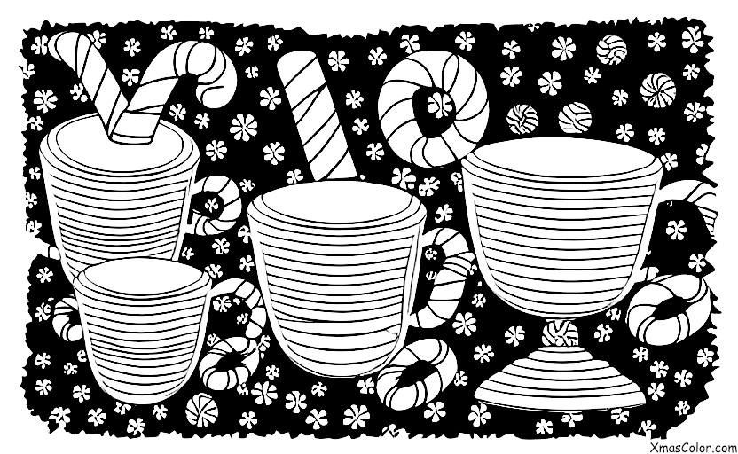 Navidad / Chocolate Caliente: Un chocolate caliente con un bastoncillo de azúcar