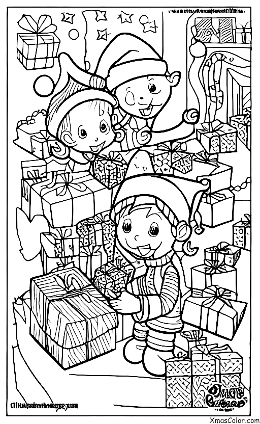 Navidad / ЏЏЏЏЏЏ: Elfo de Navidad envuelto regalos