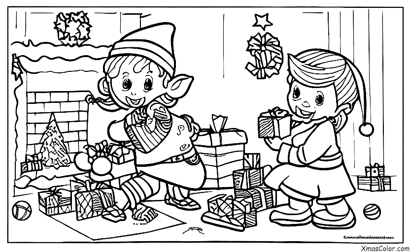 Navidad / ЏЏЏЏЏЏ: Elfo de Navidad jugando con un juguete