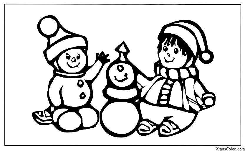 Navidad / Clima Invernal: Un niño construyendo un muñeco de nieve