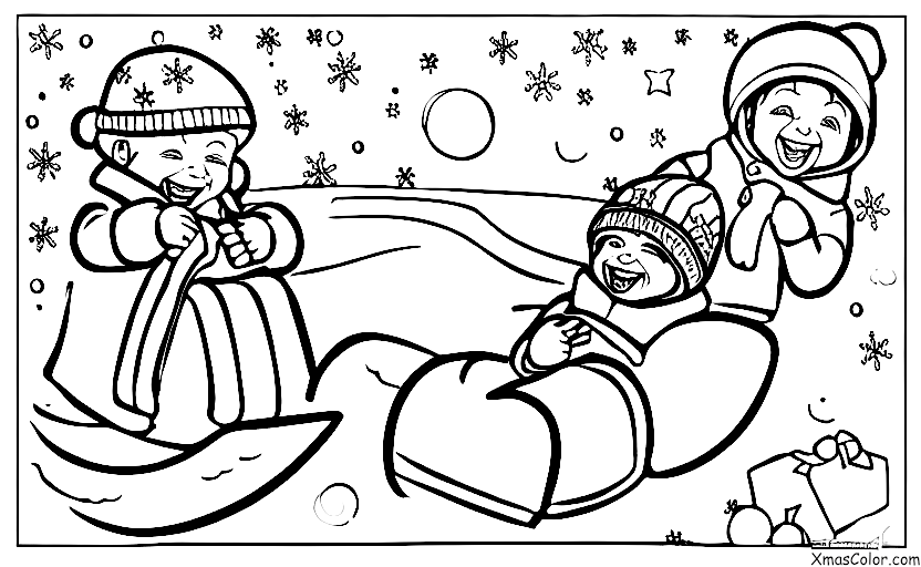 Navidad / Clima Invernal: Un niño que va en trineo