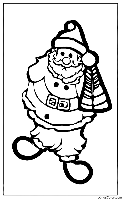 Navidad / Colgar adornos de Navidad: Santa y sus duendes colgando adornos navideños