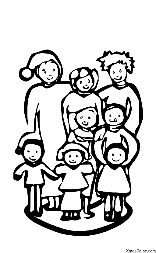 Navidad / Colgar adornos de Navidad: Una familia de cuatro decorando el árbol