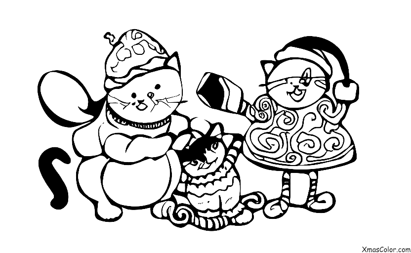 Navidad / Colocar luces de Navidad: Un gato juega con las luces navideñas y se enreda