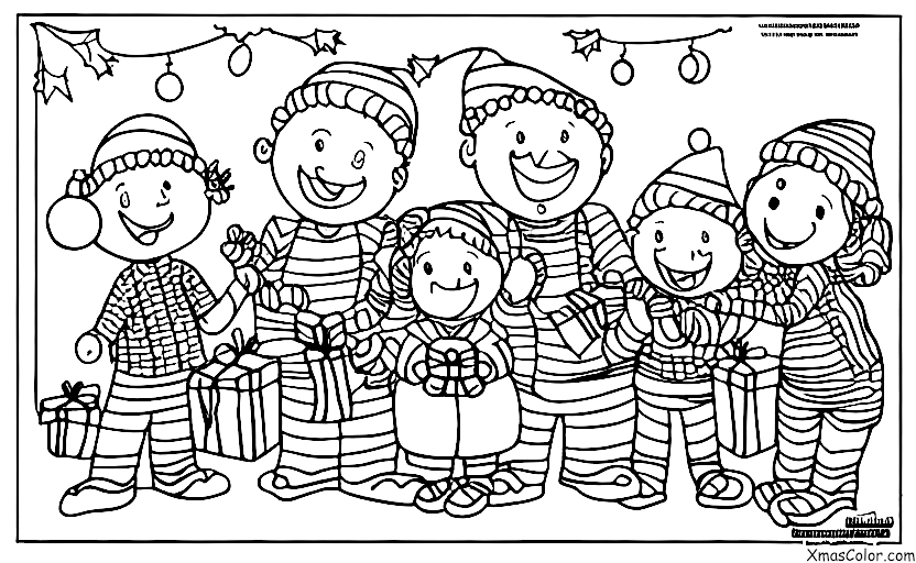 Navidad / Colocar luces de Navidad: Una familia está colocando luces de Navidad juntas