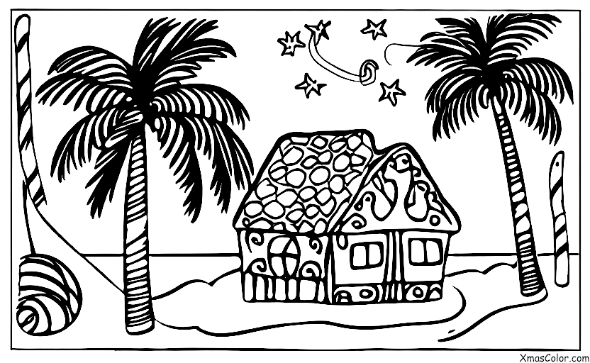 Navidad / Comer casas de pan de jengibre: Una casa de jengibre en la playa